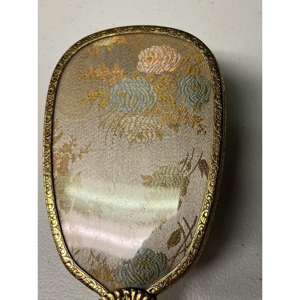 Floral Vanity Hairbrush Ornate Gold Tone 10” Vintage Boudoir Victorian